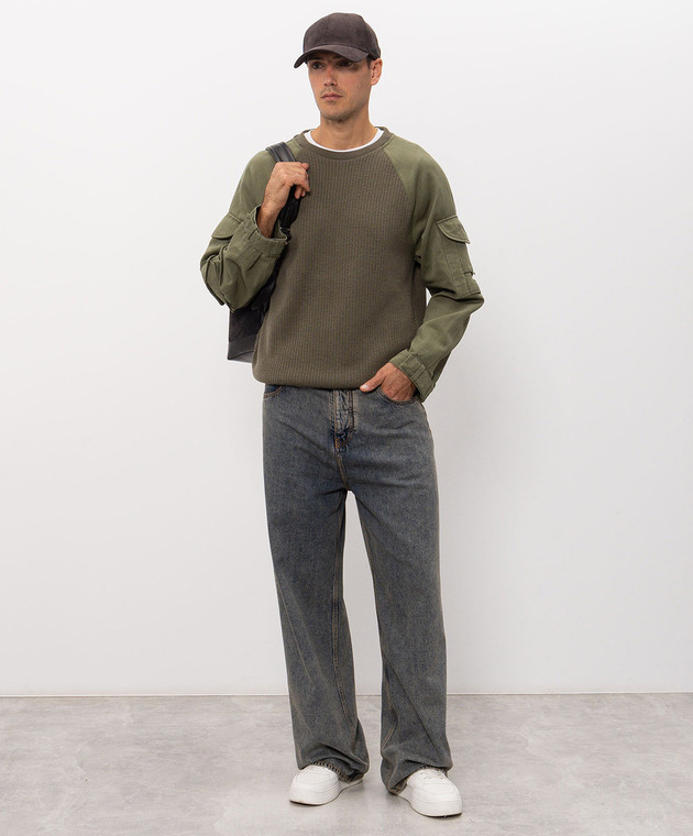 Balmain Свитер с шерстью цвета хаки HH1KD188KK29 изображение 2