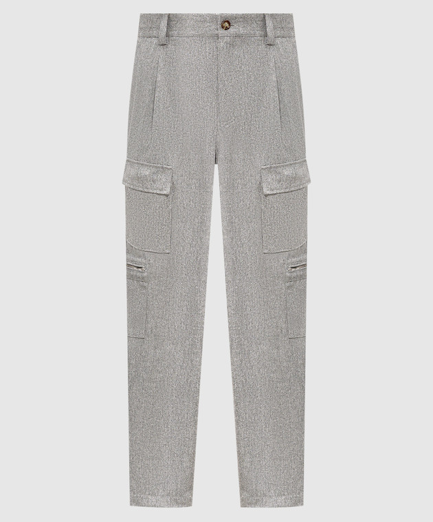 Brunello Cucinelli Серые брюки-карго из шерсти M038PF3010