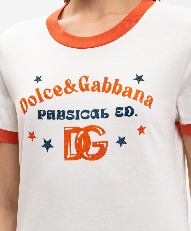 Dolce&Gabbana Футболка цвета айвори с принтом F8N08TGDDNG изображение 5