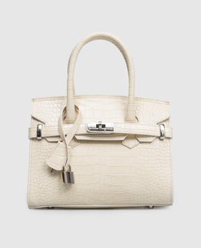 Gianni Notaro Белая кожаная сумка Cocco с тиснением под кожу крокодила 414COCCONIK