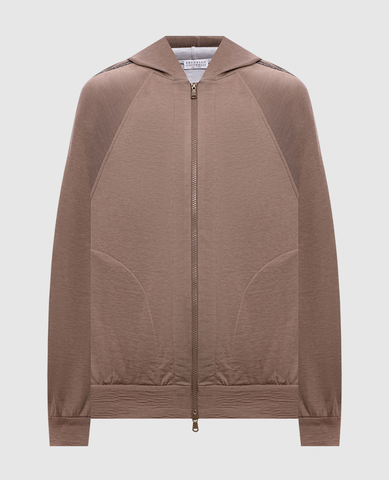 Коричневая спортивная куртка с шелком с цепочкой мониль