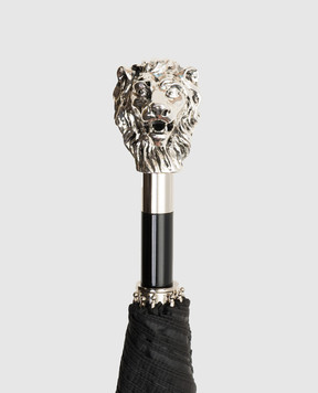 Pasotti Черный складной зонтик Silver Lion OMITUO64SRASO67681