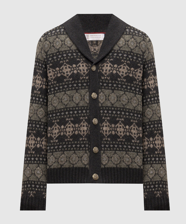 Brunello Cucinelli Серый кардиган с кашемиром в узор M22506306