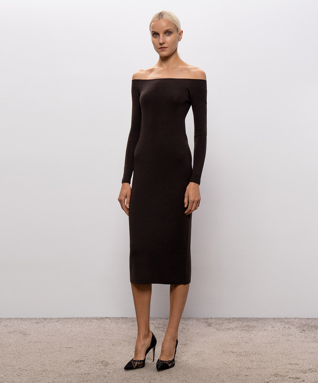 Tom Ford Коричневое платье с открытыми плечами ACK737YAX1099 изображение 3