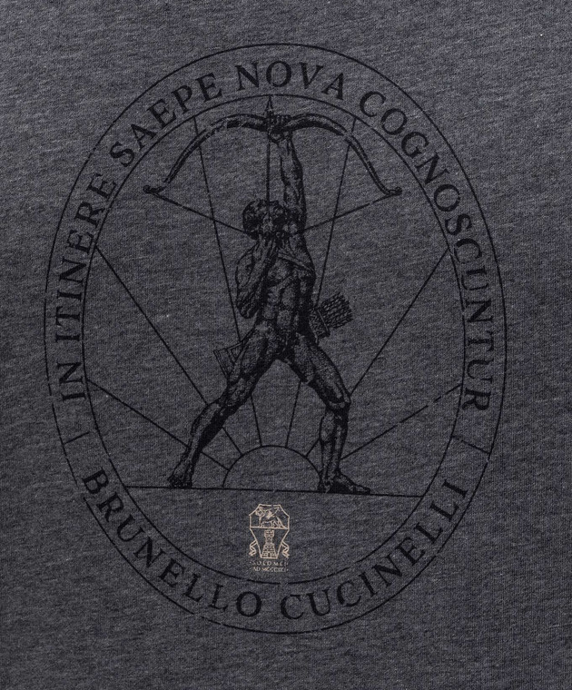 Brunello Cucinelli Серая футболка с брендовым принтом M0B138519 изображение 5