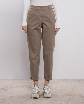 Peserico Штани кольору хакі з відворотами A04680T2302481