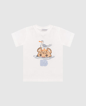 Dolce&Gabbana Дитяча біла футболка з принтом та логотипом DG L1JT7WG7PNH