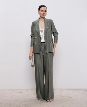 Peserico Зеленые брюки с леном с поясом P04274A01921