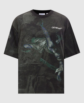 Off-White Футболка кольору хакі Dark Caravaggio 44MAA120S26J00D