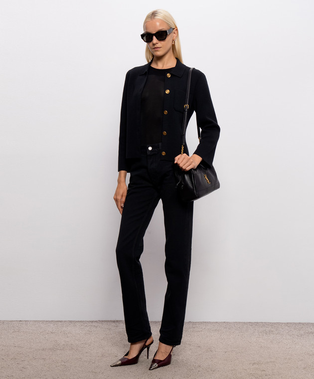 Saint Laurent Черное боди с подвеской Cassandre 876794Y38DS изображение 2