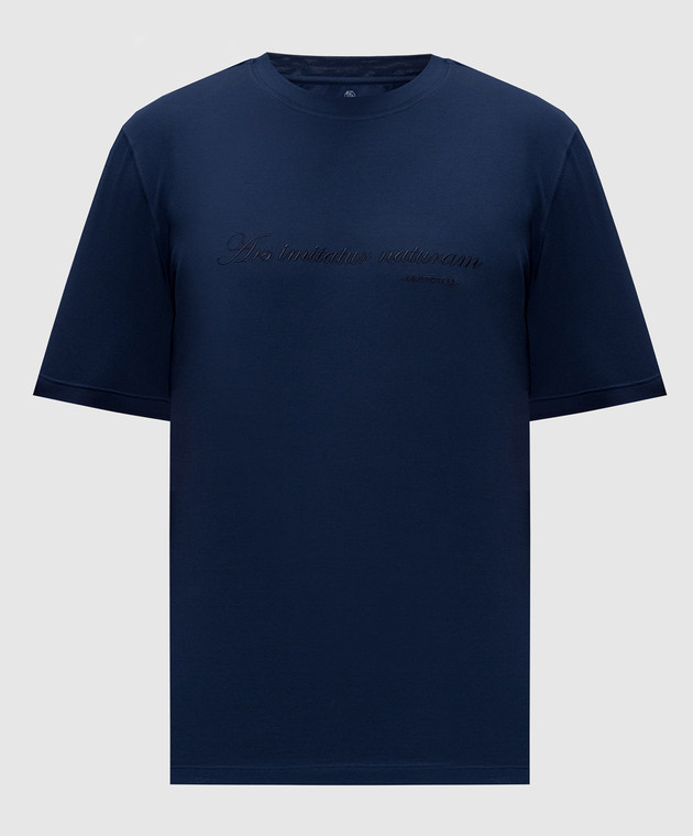 Brunello Cucinelli Синя футболка з вишивкою напису M0B138518