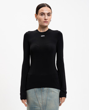 Off-White Черный лонгслив с логотипом 2AD136C99JER004