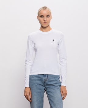 Ami Paris Белый лонгслив с вышивкой эмблемы FTS417724