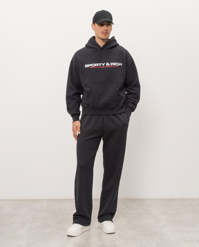 Sporty & Rich Чорний утеплений спортивний костюм з принтом логотипа ST11082000BA01PA088820