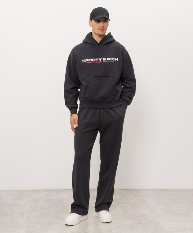 Sporty & Rich Чорний утеплений спортивний костюм з принтом логотипа ST11082000BA01PA088820 зображення 2