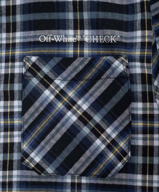 Off-White Детская синяя рубашка в узор 44BGE007F26F001 изображение 3