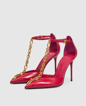 Balmain Рожеві шкіряні глянцеві туфлі Sync з ланцюгом GN1UA152LNPX