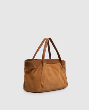 Twinset Коричнева замшева сумка-тоут з тисненням логотипа 261TB7101