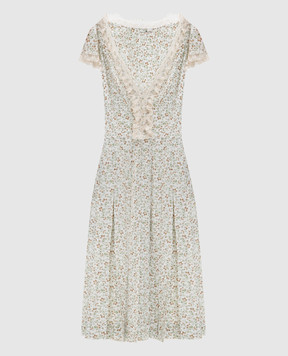 Ermanno Scervino Белое платье из шелка в цветочный принт D482Q345APXWE