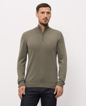 Canali Джемпер кольору хакі з вовни MK01149C0015