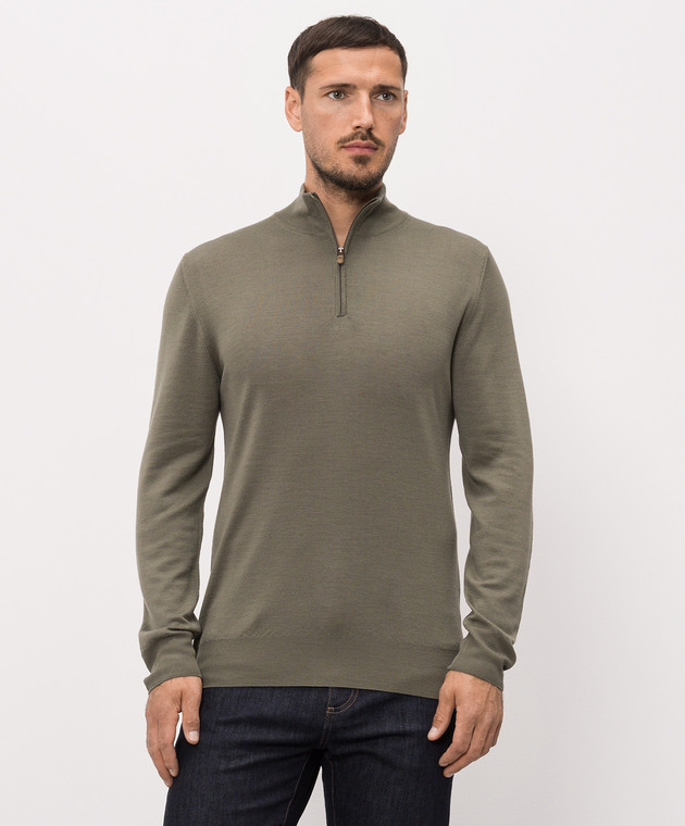 Canali Джемпер кольору хакі з вовни MK01149C0015 зображення 3