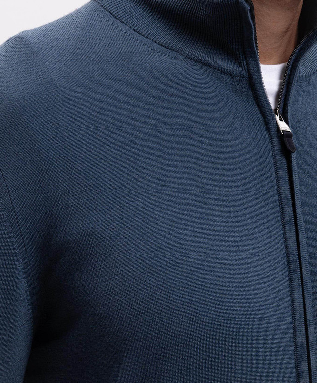 Canali Синій кардиган з вовни MK01149C0022 зображення 5