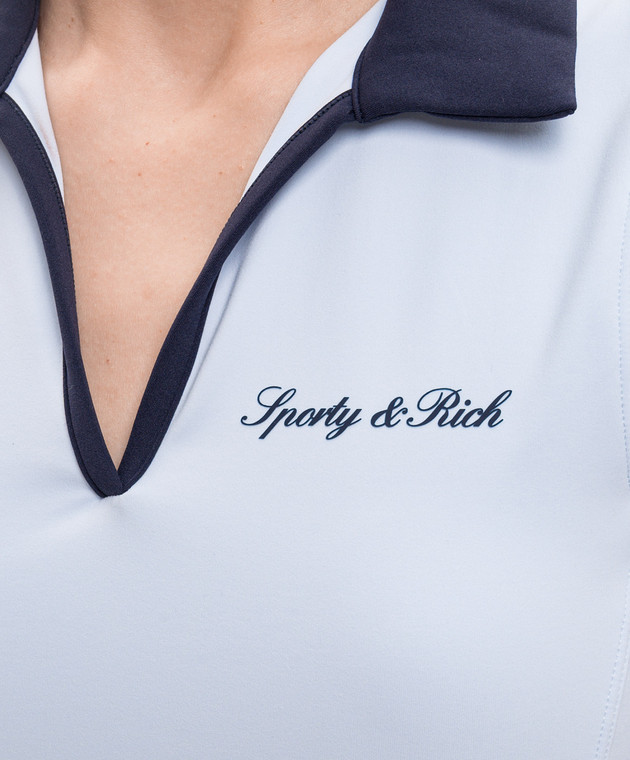 Sporty & Rich Блакитний топ з коміром поло TO02475326BL143 зображення 5