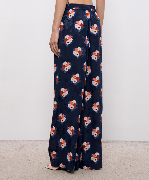 Fendi Синие брюки из шелка в цветочный принт FR6494AW9H изображение 4