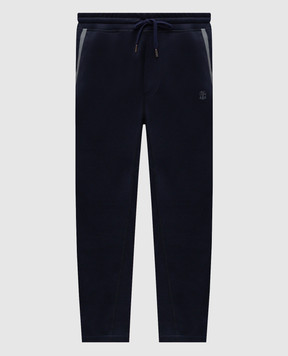 Brunello Cucinelli Синие спортивные брюки с принтом эмблемы MM8433102G