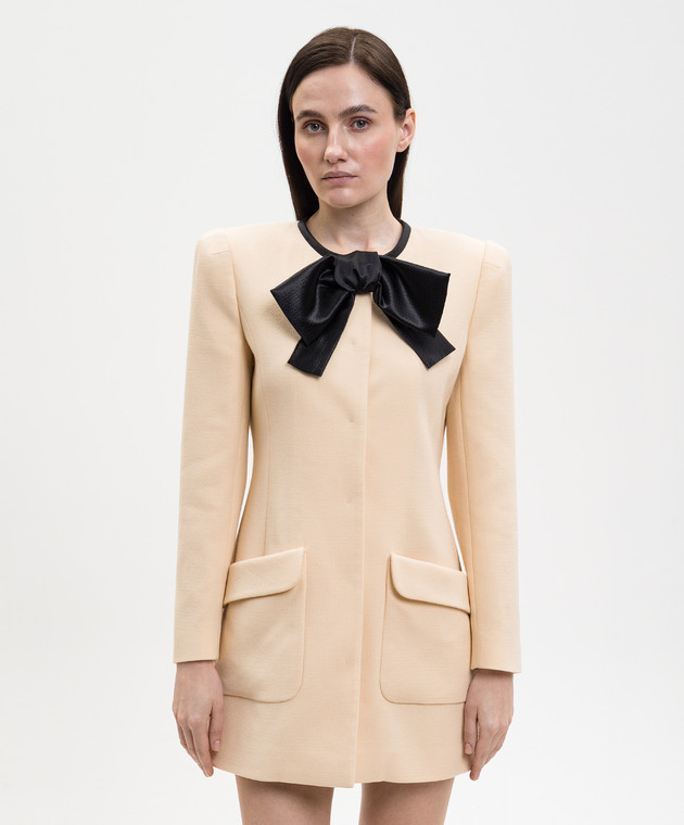 Valentino Бежевое пальто из шерсти с аппликацией 8B0CJ4529Q0 изображение 3