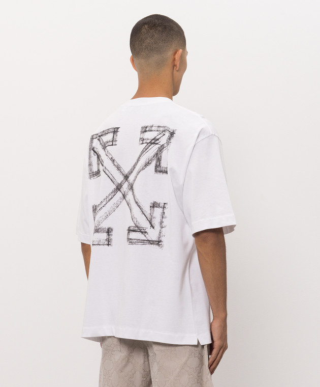 Off-White Белая футболка с принтом эмблемы 44MAA120F26J00Y изображение 4