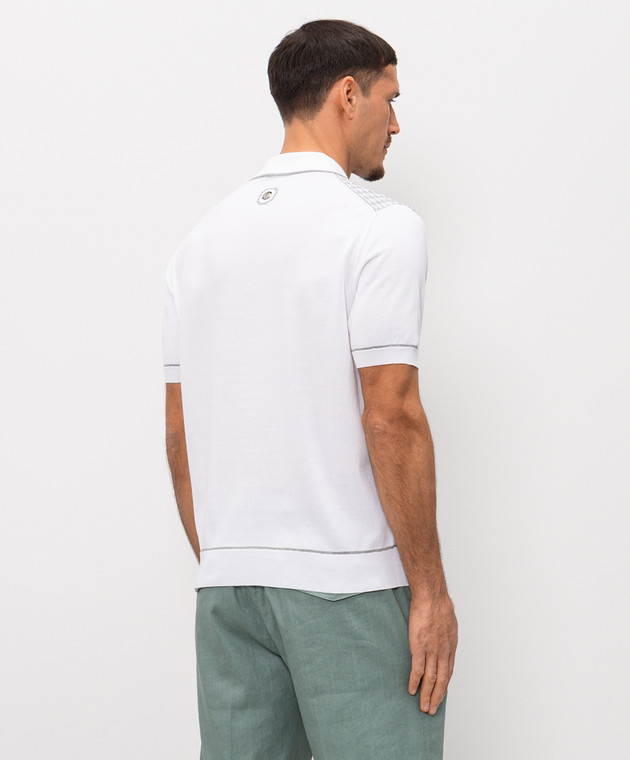 Stefano Ricci Белое поло с шелком в узор K616463PSMF26225 изображение 4