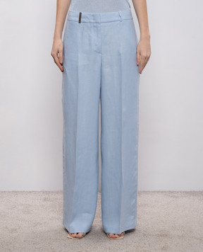 Peserico Голубые брюки с брендовым патчем A0404002606