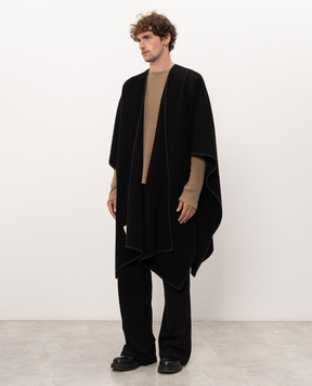 Ann Demeulemeester Черное пончо с шерстью Ovart B0014418FA510