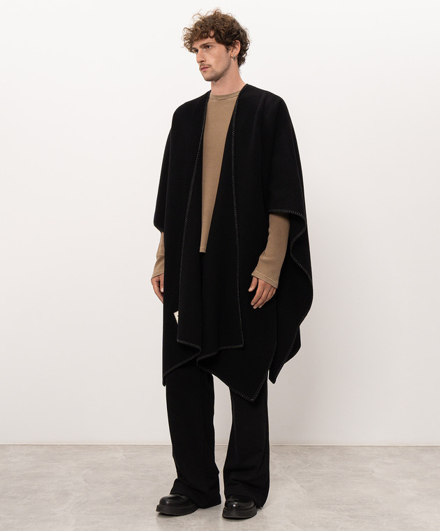 Ann Demeulemeester Черное пончо с шерстью Ovart B0014418FA510 изображение 3