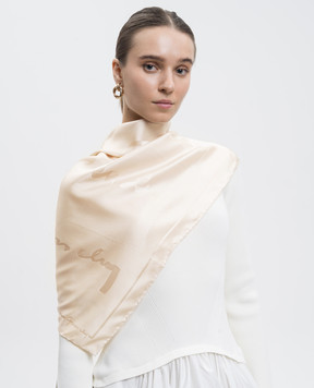 Givenchy Бежева хустка із шовку з візерунком логотипа 710010149001