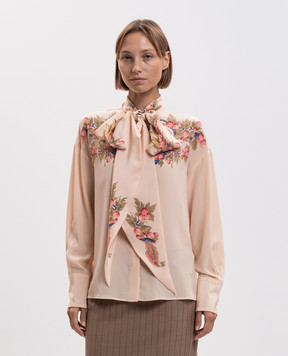 Etro Бежевая блузка из шелка в цветочный принт WRIA007799SP11U