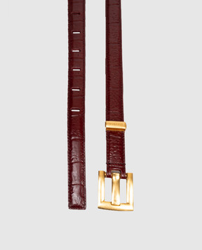 Balmain Бордовий шкіряний пояс з тисненням під шкіру крокодила FN0WJ191LDAX