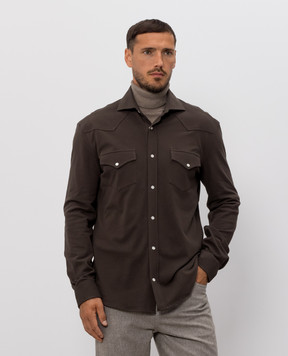 Brunello Cucinelli Коричневая рубашка ME8546666