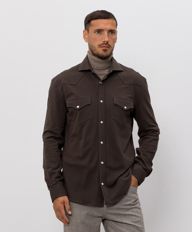 Brunello Cucinelli Коричневая рубашка ME8546666 изображение 3