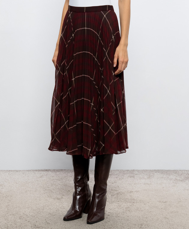 Max Mara Бордовая юбка STPAGANO в клетку MSTPAGANO изображение 3