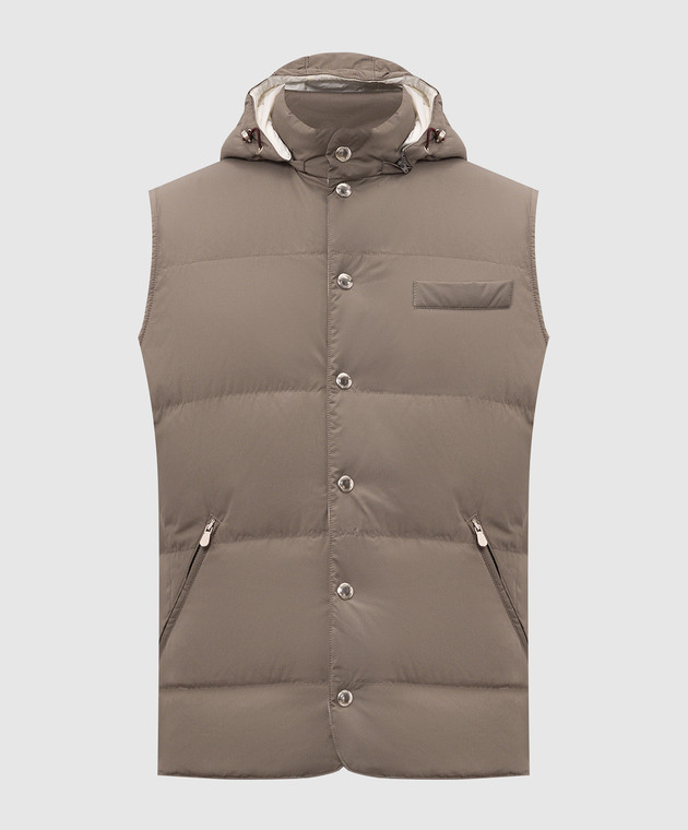 Brunello Cucinelli Серый пуховой жилет MV4081628