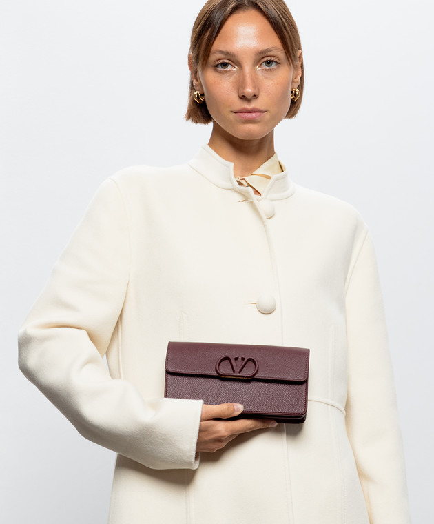 Valentino Бордовий шкіряний клатч VLogo Signature 9W2P0BB4BEM зображення 2