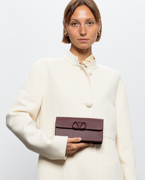 Valentino Бордовый кожаный клатч VLogo Signature 9W2P0BB4BEM