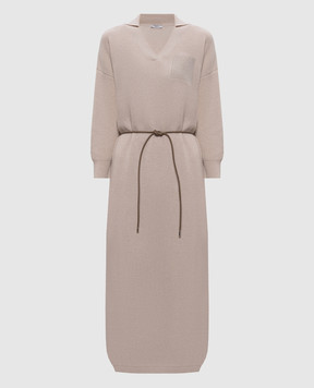 Peserico Бежева сукня міді з вовни, шовку і кашеміру S92218F12A9018C