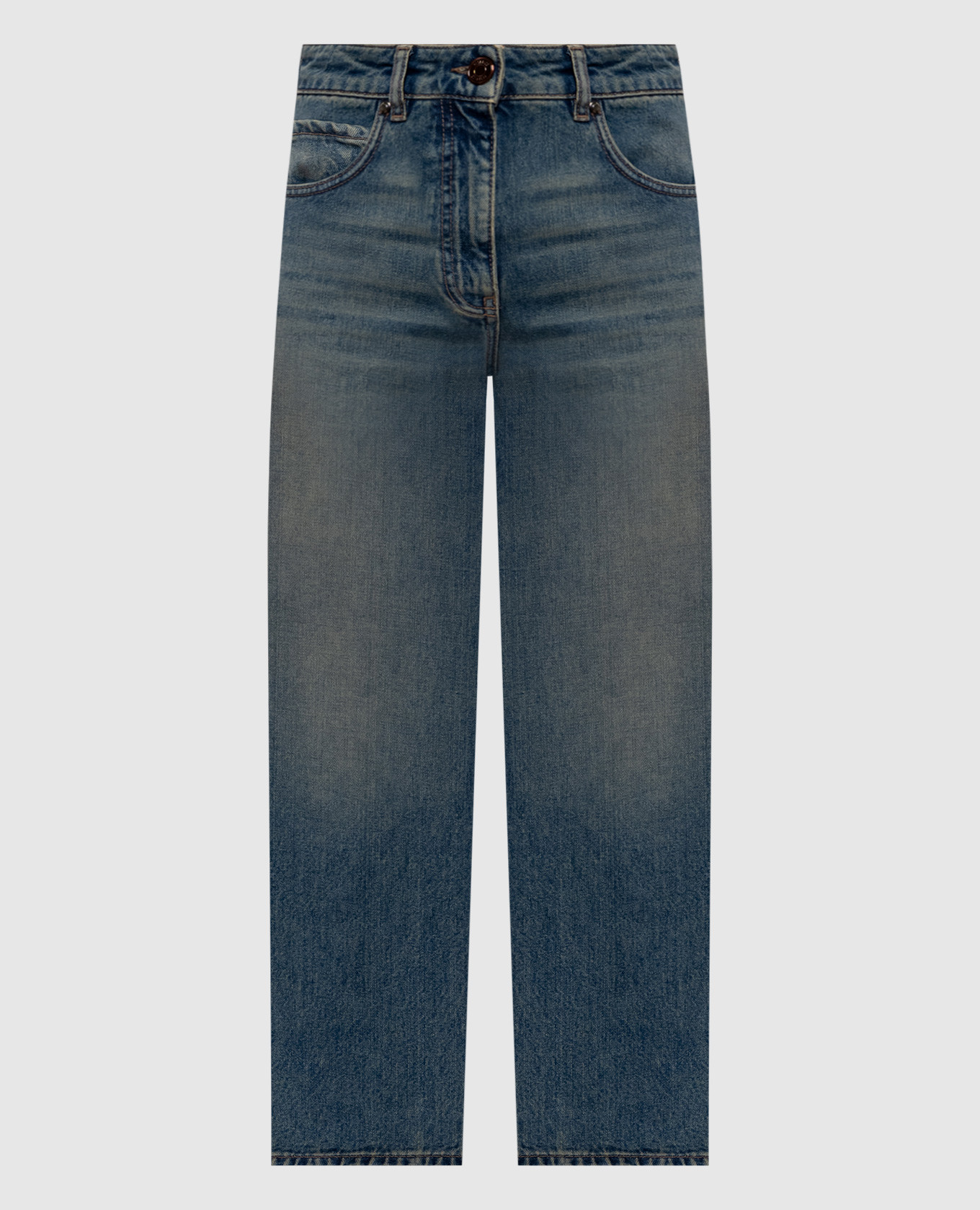 

Синие джинсы с логотип патч, Синий, Укороченные брюки