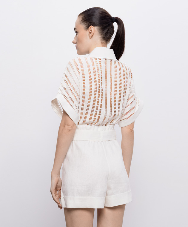 Christy Lynn Білий комбінезон Madeleine з льоном CLJS12N22 зображення 4