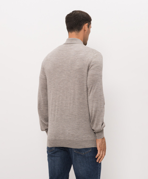 Brunello Cucinelli Меланжевое поло серого цвета из шерсти и кашемира M2400295 изображение 4