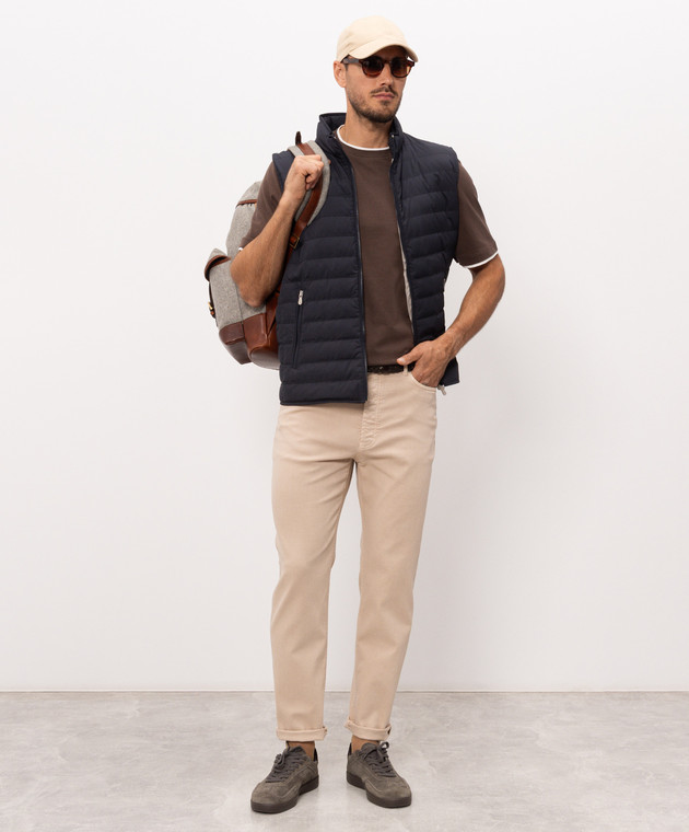 Brunello Cucinelli Бежеві джинси з патчем та з вишивкою емблеми M277PO2090 зображення 2