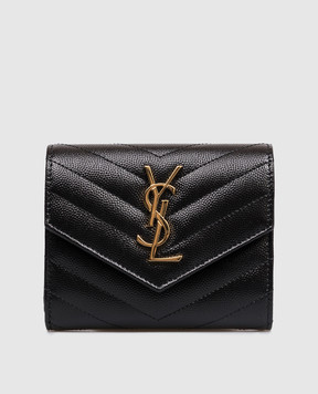 Saint Laurent Черный кожаный портмоне с простежкой 403943BOW01